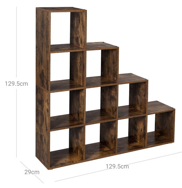 Songmics Regál schody hnědý 130 x 130 x 29 cm