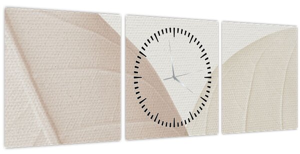 Obraz - Texturované listy (s hodinami) (90x30 cm)