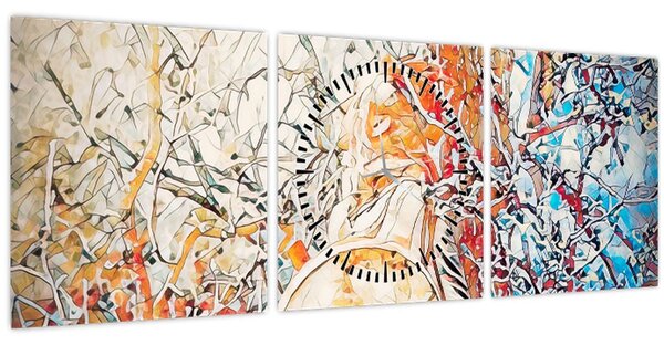 Obraz - Mozaiková abstrakce (s hodinami) (90x30 cm)