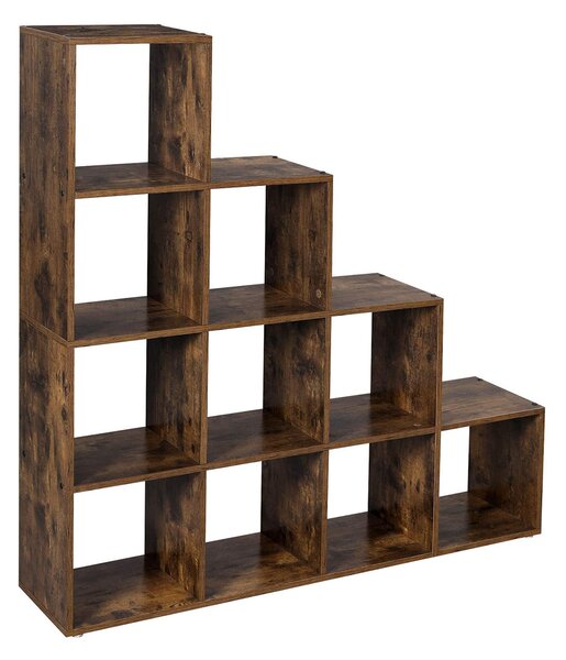 Songmics Regál schody hnědý 130 x 130 x 29 cm