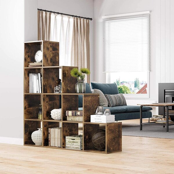 Songmics Regál schody hnědý 130 x 130 x 29 cm