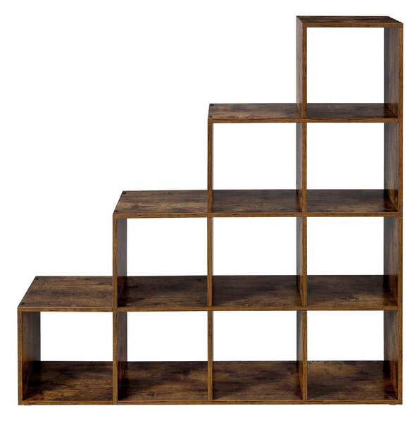 Songmics Regál schody hnědý 130 x 130 x 29 cm