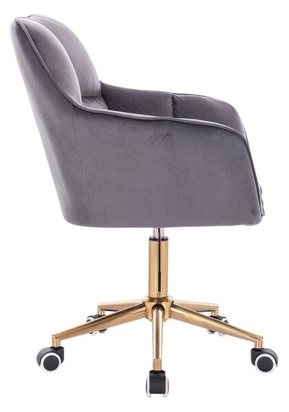 LuxuryForm DESIGN Křeslo AMALFI VELUR na zlaté podstavě s kolečky - tmavě šedé