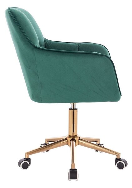 LuxuryForm DESIGN Křeslo AMALFI VELUR na zlaté podstavě s kolečky - zelená