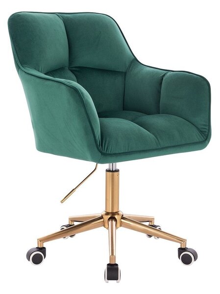 LuxuryForm DESIGN Křeslo AMALFI VELUR na zlaté podstavě s kolečky - zelená