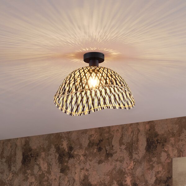 Stropní svítidlo v art deco stylu, černé bambusové, 40 cm - Alka