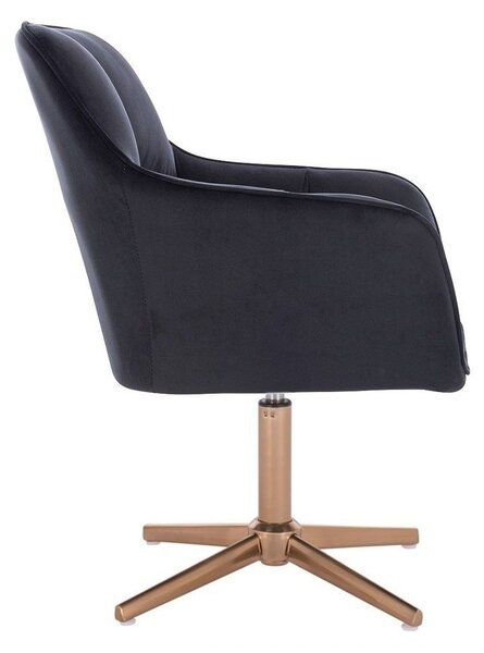 LuxuryForm DESIGN Křeslo AMALFI VELUR na zlatém kříži - černé