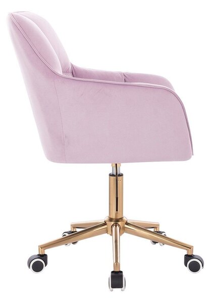 LuxuryForm DESIGN Křeslo AMALFI VELUR na zlaté podstavě s kolečky - levandule