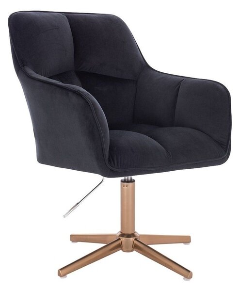 LuxuryForm DESIGN Křeslo AMALFI VELUR na zlatém kříži - černé