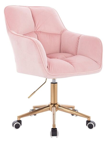 LuxuryForm DESIGN Křeslo AMALFI VELUR na zlaté podstavě s kolečky - růžové