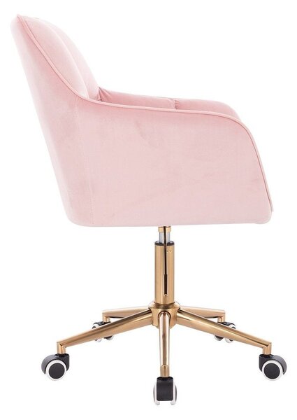 LuxuryForm DESIGN Křeslo AMALFI VELUR na zlaté podstavě s kolečky - růžové