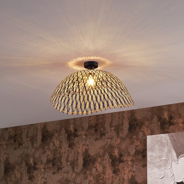 Stropní svítidlo v art deco stylu, černé bambusové, 60 cm - Alka