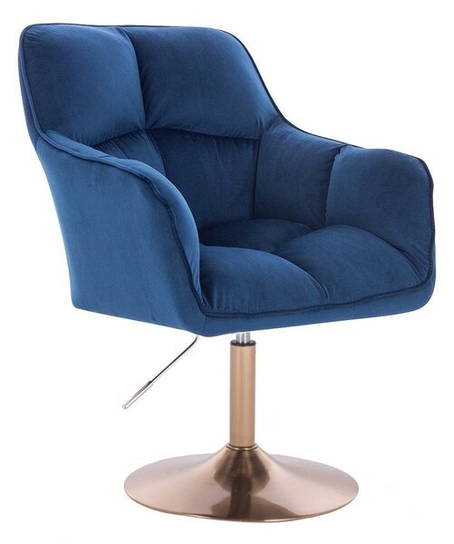 LuxuryForm DESIGN Křeslo AMALFI VELUR na zlatém talíři - modré