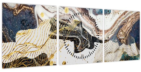 Obraz - Designový mramor (s hodinami) (90x30 cm)