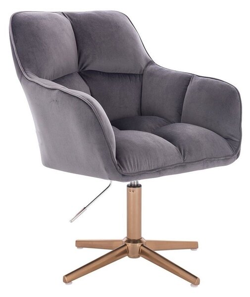 LuxuryForm DESIGN Křeslo AMALFI VELUR na zlatém kříži - tmavě šedé