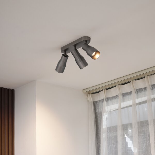 Zakulacené stropní bodové svítidlo antracitově šedé GU10 50 mm 3-světlo - Stanley