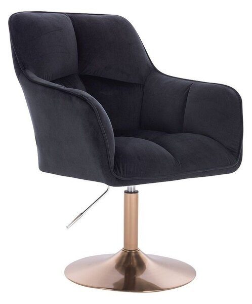 LuxuryForm DESIGN Křeslo AMALFI VELUR na zlatém talíři - černé