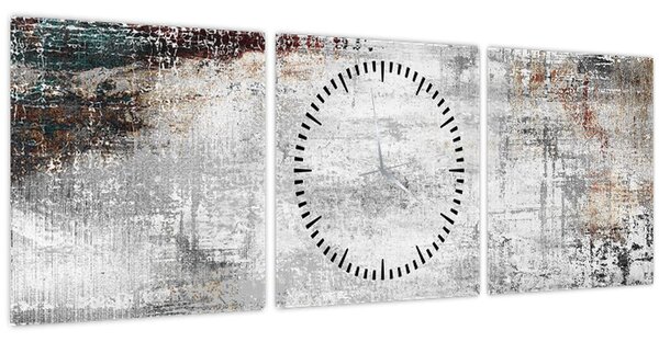 Obraz - Abstraktní texturované plátno (s hodinami) (90x30 cm)