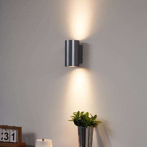Moderní nástěnná lampa tmavě šedá kulatá 2-světla GU10 50mm - Sandy