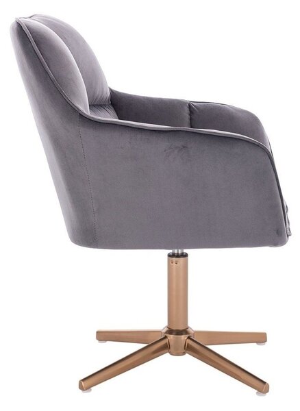 LuxuryForm DESIGN Křeslo AMALFI VELUR na zlatém kříži - tmavě šedé