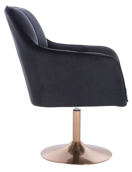 LuxuryForm DESIGN Křeslo AMALFI VELUR na zlatém talíři - černé