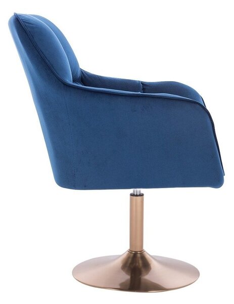 LuxuryForm DESIGN Křeslo AMALFI VELUR na zlatém talíři - modré