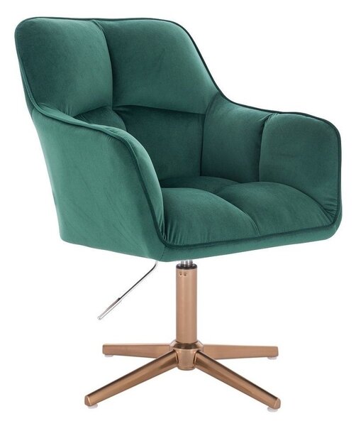 LuxuryForm DESIGN Křeslo AMALFI VELUR na zlatém kříži - zelené