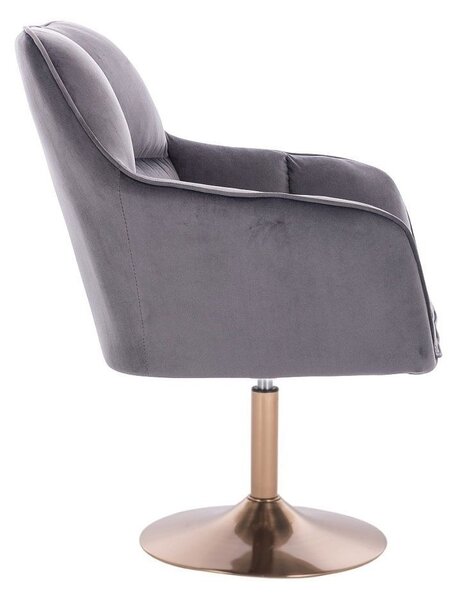 LuxuryForm DESIGN Křeslo AMALFI VELUR na zlatém talíři - tmavě šedé