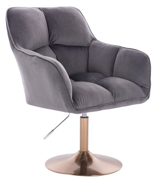 LuxuryForm DESIGN Křeslo AMALFI VELUR na zlatém talíři - tmavě šedé