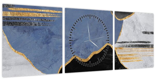 Obraz - Texturované tvary (s hodinami) (90x30 cm)