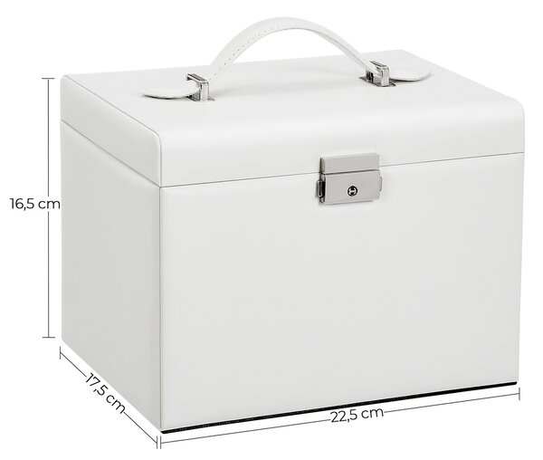 Organizér na šperky se čtyřmi přihrádkami a zrcadlem, bílý JBC159W01
