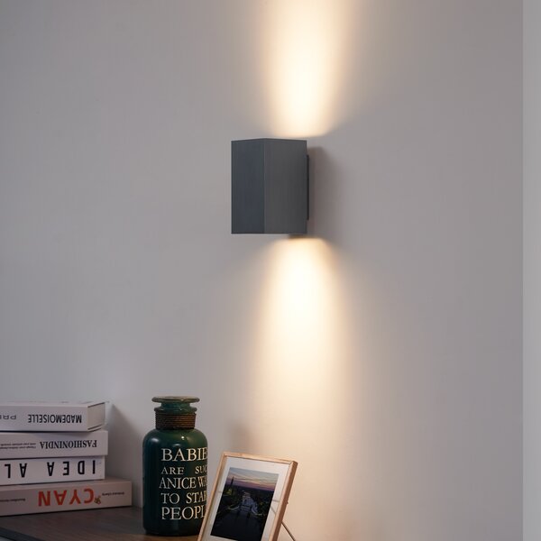 Moderní nástěnné svítidlo Gunmetal čtvercové 2-světla GU10 50mm - Sandy