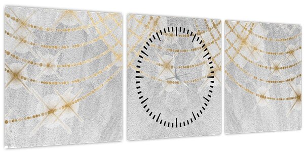 Obraz - Beton s designem (s hodinami) (90x30 cm)
