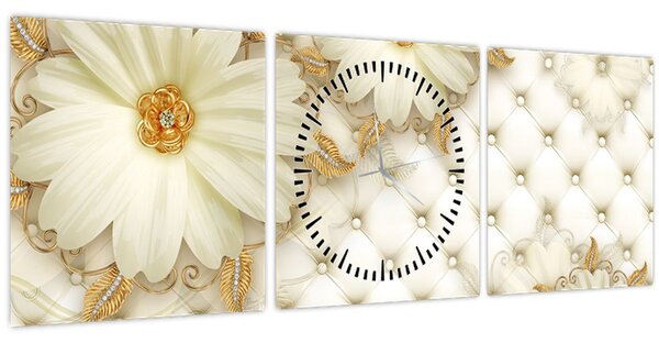 Obraz - Zlatá koláž (s hodinami) (90x30 cm)