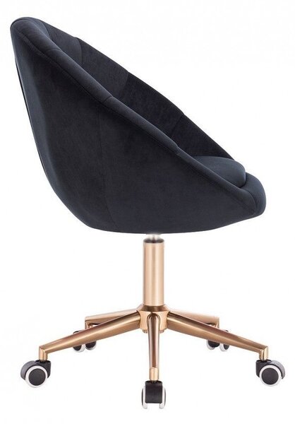 LuxuryForm DESIGN Křeslo VERA VELUR na zlaté podstavě s kolečky - černé