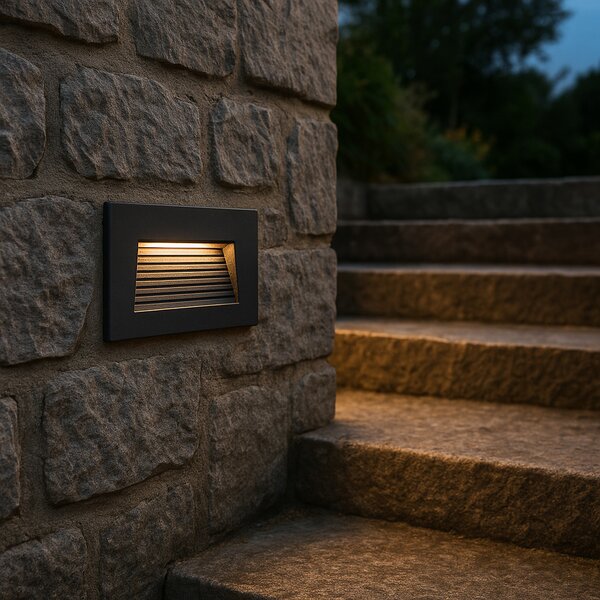 Moderní zapuštěné nástěnné svítidlo černé 11,5 cm vč. LED IP65 - Trem