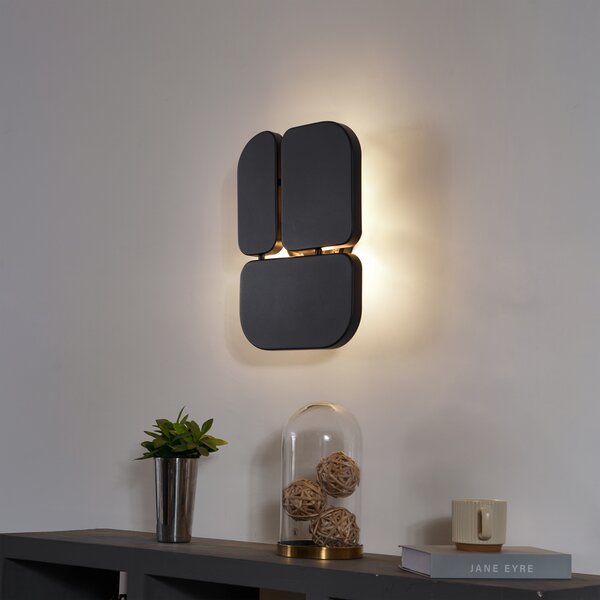 Designová nástěnná lampa černá 3-světla - Planes
