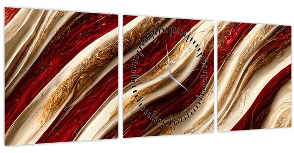 Obraz - Zlato - bílá textura (s hodinami) (90x30 cm)