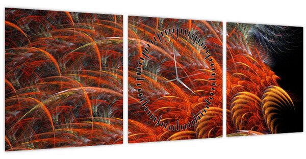Obraz - Abstraktní imitace peří (s hodinami) (90x30 cm)
