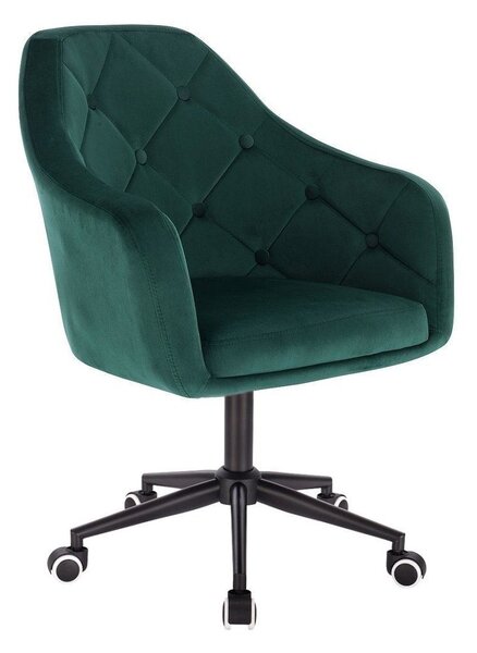 LuxuryForm DESIGN Křeslo ANDORA VELUR na černé podstavě s kolečky - zelené