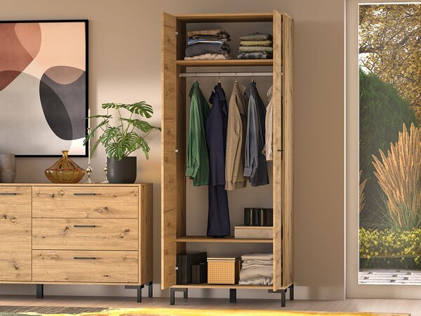 Vysoká šatní skříň BEDA - šířka 80 cm, dub artisan