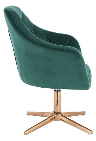 LuxuryForm DESIGN Křeslo ANDORA VELUR na zlatém kříži - zelené