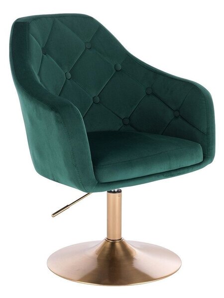 LuxuryForm DESIGN Křeslo ANDORA VELUR na zlatém talíři - zelené