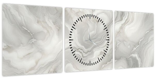 Obraz - Přírodní mramorová textura (s hodinami) (90x30 cm)