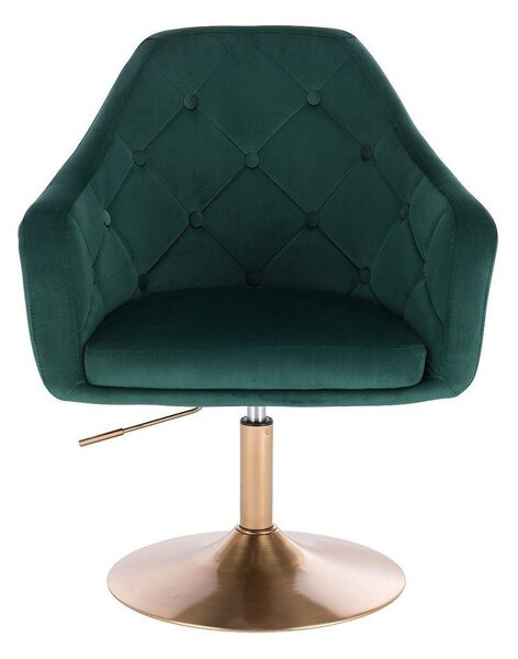 LuxuryForm DESIGN Křeslo ANDORA VELUR na zlatém talíři - zelené