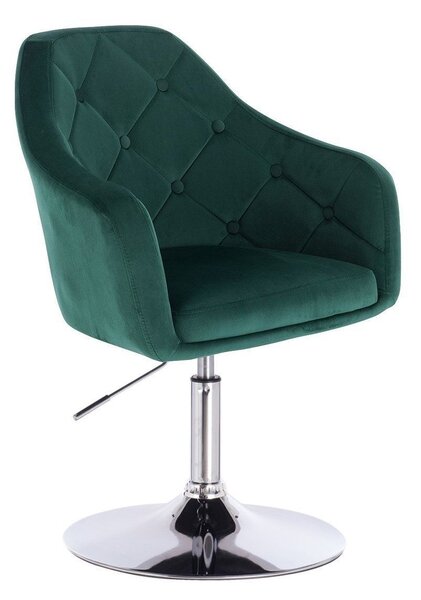 LuxuryForm DESIGN Křeslo ANDORA VELUR na stříbrném talíři - zelené