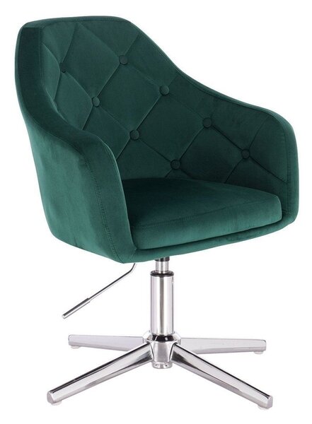 LuxuryForm DESIGN Křeslo ANDORA VELUR na stříbrném kříži - zelené