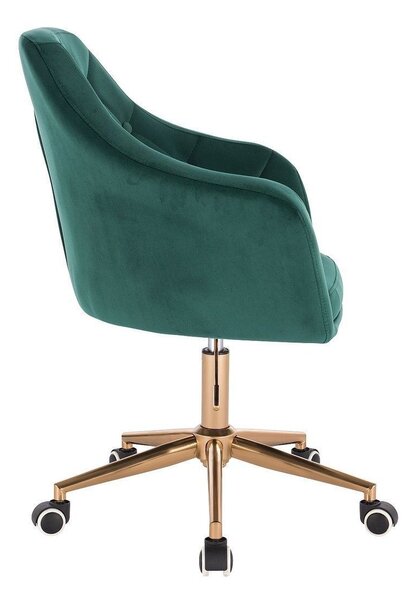 LuxuryForm DESIGN Křeslo ANDORA VELUR na zlaté podstavě s kolečky - zelené