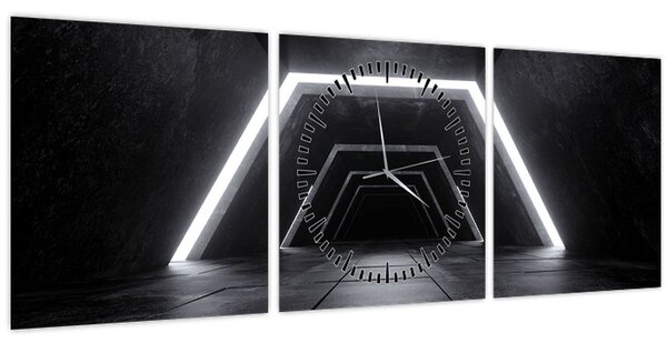 Obraz - Futuristický tunel (s hodinami) (90x30 cm)
