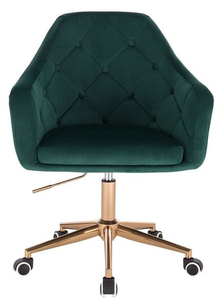 LuxuryForm DESIGN Křeslo ANDORA VELUR na zlaté podstavě s kolečky - zelené